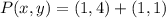 P(x,y) = (1, 4)+(1,1)