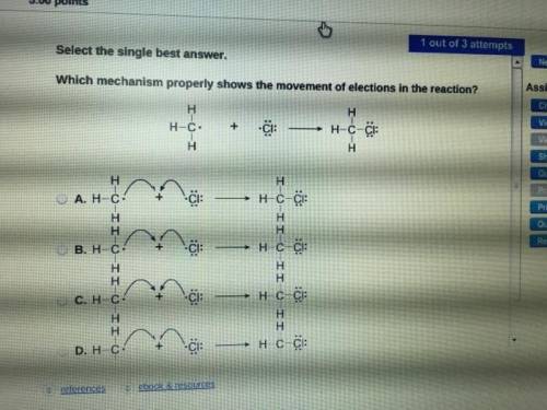 Select the single best answer. Which mechanism properly shows the movement of electrons in the react