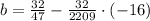 b = \frac{32}{47}-\frac{32}{2209}\cdot (-16)