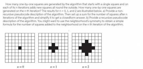 How many one-by-one squares are generated by the algorithm that starts with a single square and on e