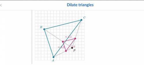 Draw the image of triangle △ABC under a dilation whose center is P and scale factor is 1/3.