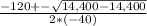 \frac{-120+-\sqrt{14,400-14,400}  }{2*(-40)}