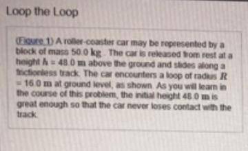 Find the kinetic energy K of the car at the top of the loop. Express your answer numerically, in jou