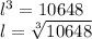 {l}^{3}  = 10648 \\ l =  \sqrt[3]{10648}