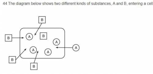 ATP is most likely being used for

1.
substance A to enter the cell
2
.
substance B to enter the cel
