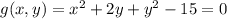 g(x,y)=x^2+2y+y^2-15=0