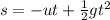 s =  -ut  + \frac{1}{2} gt^2