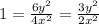 1=\frac{6y^2}{4x^2}=\frac{3y^2}{2x^2}