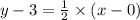y - 3 =  \frac{1}{2} \times (x - 0) \\