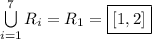 \bigcup\limits_{i=1}^7R_i=R_1=\boxed{[1,2]}
