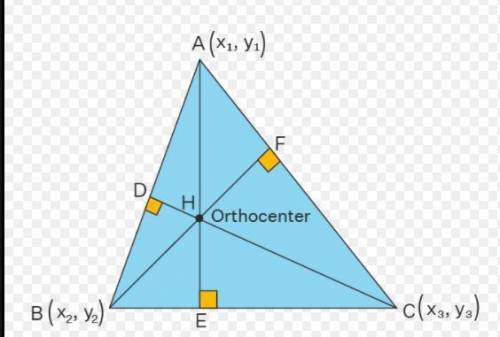 An orthocenter is the intersection of three

angle bisectors in a triangle.
altitudes in a triangle.