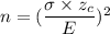 n=(\dfrac{\sigma\times z_c}{E})^2