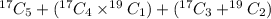 ^{17}C_5 +( ^{17}C_4 \times ^{19}C_1} )+( ^{17}C_3 + ^{19}C_2})