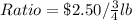 Ratio = \$2.50/\frac{3}{4}lb