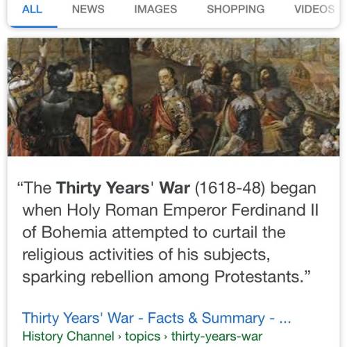 What was the original cause of the thirty years war in europe