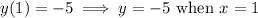y(1)=-5\implies y=-5 \text{ when }x=1
