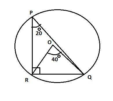 Sally drew a circle with the right triangle prq inscribed in it, as shown below:  if the measure of 