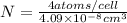 N=\frac{4atoms/cell}{4.09\times10^-^8cm^3}