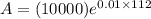 A=(10000)e^{0.01\times112}