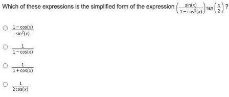 Which of these expressions is the simplified form of the expression (StartFraction sine (x) Over 1 m