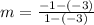 m=\frac{-1-(-3)}{1-(-3)}
