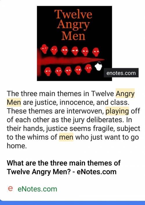What are some thematic statements for the play 12 Angry Men?

(I did read it, I’m just bad at themat