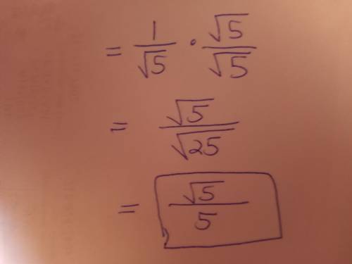 Rationalise the denominator and simplify 1/√5