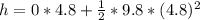 h =  0 * 4.8  + \frac{1}{2} * 9.8 * (4.8)^2