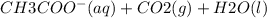 CH3COO^-(aq) + CO2(g) + H2O(l)