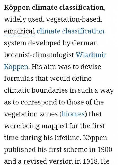 Explanation on Hoppens classification of climate