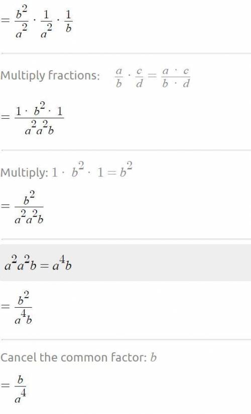 Simplify (a^-2*b^2/a^2*b^-1)
The answer is B