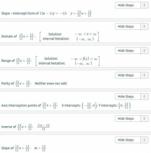 Convert the equations in #1-2 to slope intercept form.

#1. 3x - y = -16
#2. 13x - 11y = -12