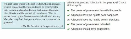 Which principles are reflected in this passage? Check all that apply. The power of government lies w