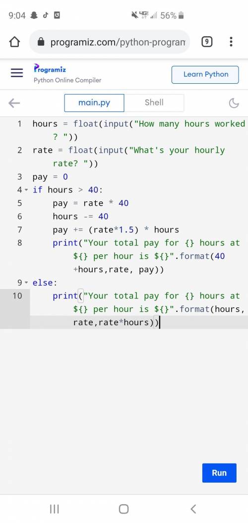 Write a program to prompt the user for hours and rate per hour using input to compute gross pay. Pay