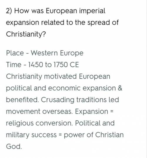 How was european imperial expansion related to the spread of christianity ap world?