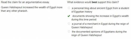 57:28

Read the claim for an argumentative essay.
What evidence would best support this claim?
Queen