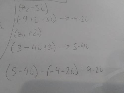 Which expression is the result of subtracting (Z2-3i)
from (Z1 + 2)?
A
B
C
D