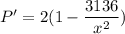 P'=2(1-\dfrac{3136}{x^2})