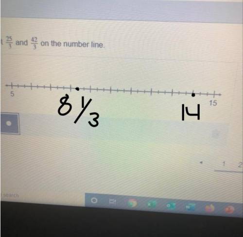 Plot 25/3 and 42/3 on the number line