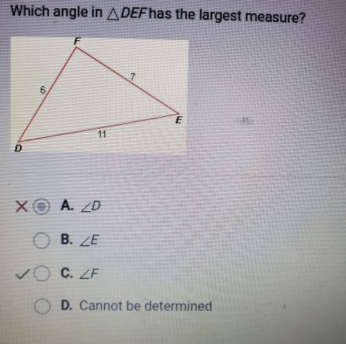 Which angle is DEF has the largest measure?