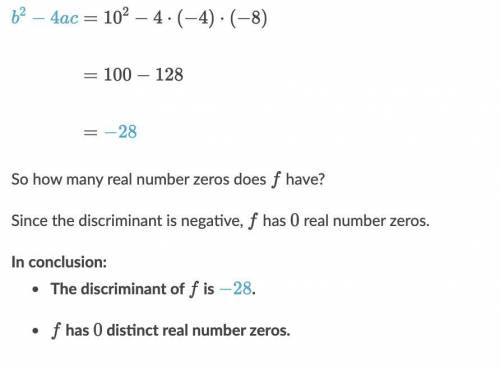 F(x)=-4x^2+10x-8
What is the value of the discriminating of f