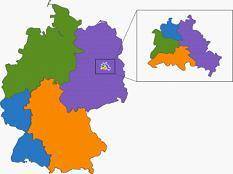 Look at the map.

A map of Germany divided into 4 zones, each controlled by either Great Britain, Ru