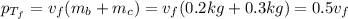 p_{T_{f}} = v_{f}(m_{b} + m_{c}) = v_{f}(0.2 kg + 0.3 kg) = 0.5v_{f}