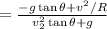 =\frac{-g\tan\theta+v^2/R}{v_2^2\tan\theta+g}