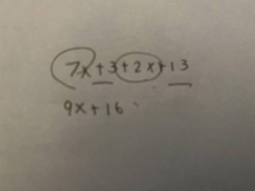 Solve: 7x + 3 + 2x + 13