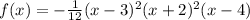 f(x)=-\frac{1}{12}(x-3)^2(x+2)^2(x-4)
