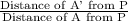 \frac{\text{Distance of A' from P}}{\text{Distance of A from P}}