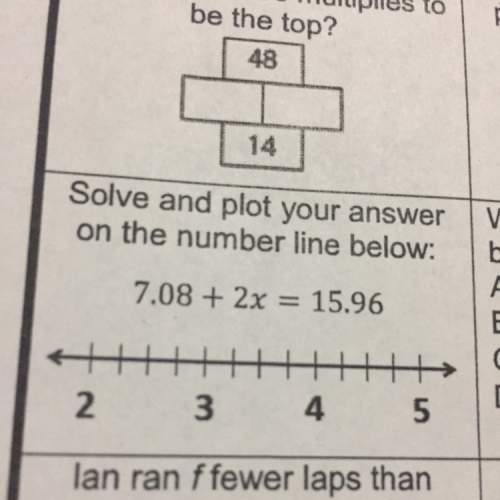 Solve and plot your answer on the number line below: 7.08 + 2x=15.96