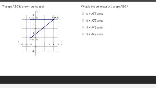 Triangle abc is shown on the grid. what is the perimeter of triangle abc?