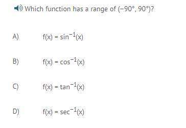 Which function has a range of (−90°, 90°)?
